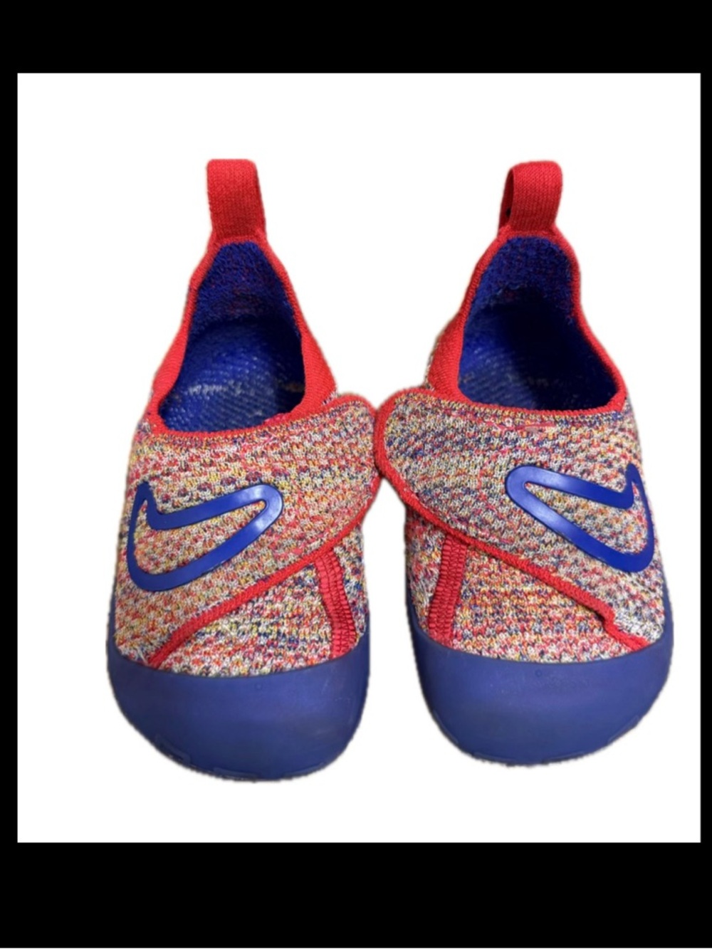 Nike Kids Multicolor Knit Water Shoes with Blue Toe and Red Trim